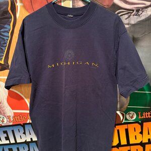 Vintage 90s University Of Michigan Blue Shirt (Men's Large) U of M MSU